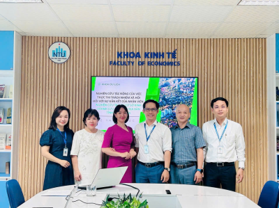 Họp hội đồng đánh giá nghiệm thu đề tài khcn cấp trường “Nghiên cứu tác động của việc thực thi trách nhiệm xã hội đối với sự gắn kết của nhân viên: Nghiên cứu tại các cơ sở kinh doanh lưu trú trên địa bàn tỉnh Khánh Hòa”